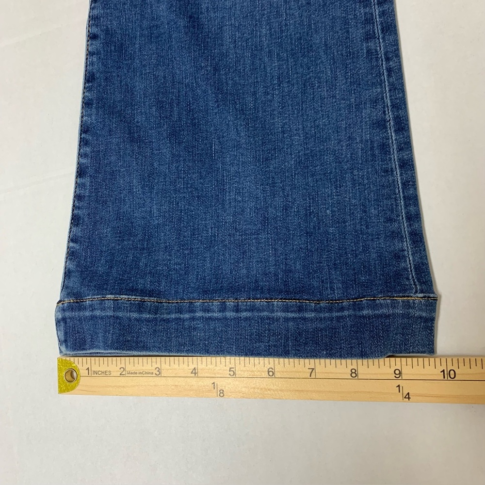 7 For All Mankind Dark Blue Flare Jeans with Contrast Pocket Detail - Picture 16 of 16